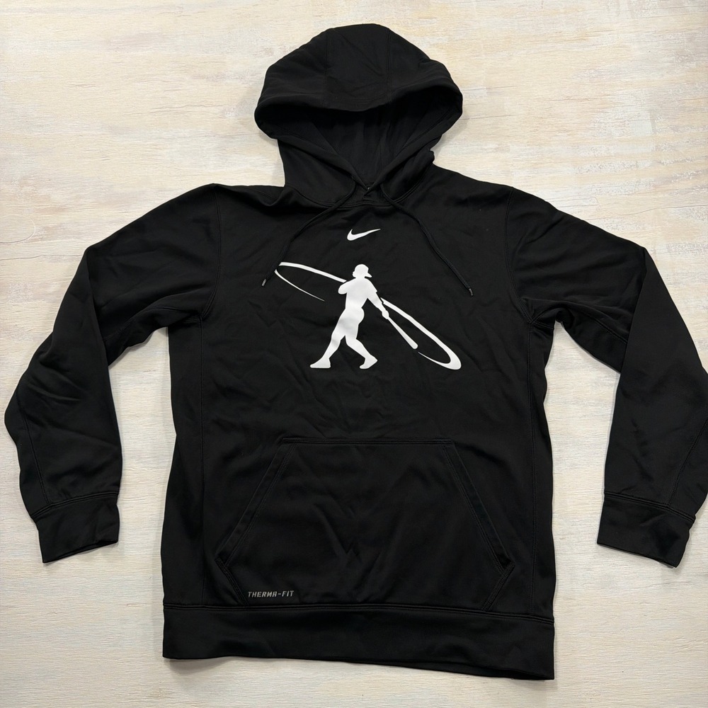 Nike Hoodie Baseball Therma-FIT Graphic Pullover Black Mens Size M 818138-010